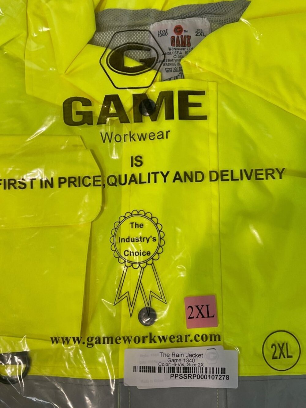NWT Game Workwear Hi-Vis Rain Jacket Mens 2XL 1340 - Picture 3 of 4